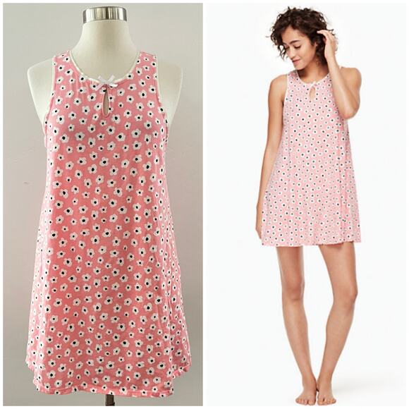 Kate Spade Floral Print Chemise Nightgown Sleep Dress Cotton Modal Pink Large - Picture 1 of 10